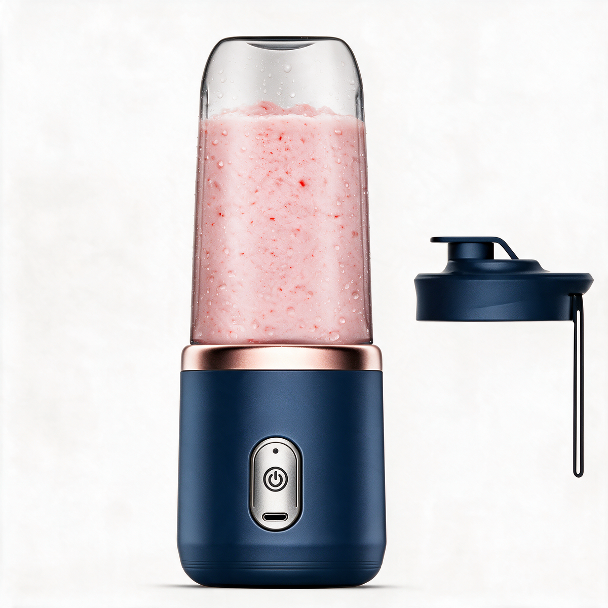Portable blender with included USB cable and accessories